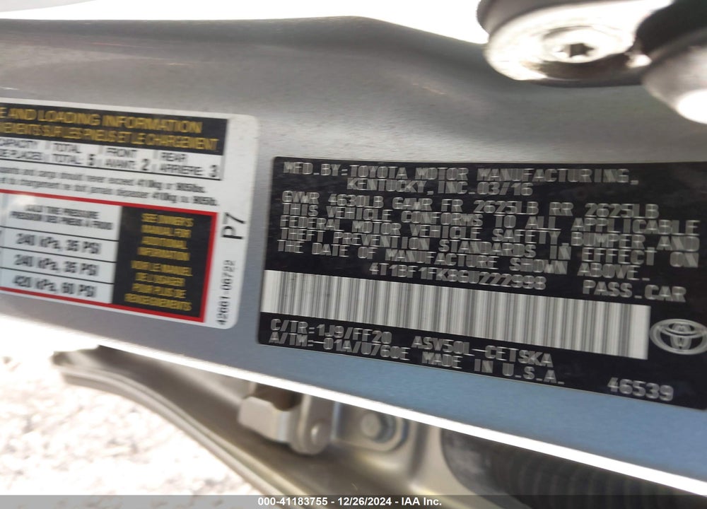 2016 TOYOTA CAMRY VIN: 4T1BF1FK8GU222998