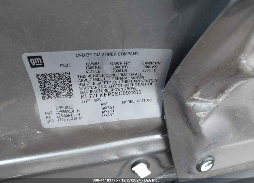2025 CHEVROLET TRAX FWD ACTIV VIN: KL77LKEP0SC092250