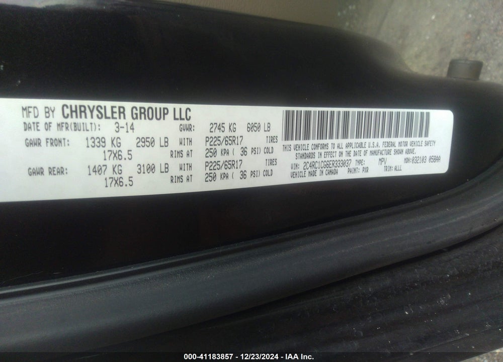 2014 CHRYSLER TOWN & COUNTRY TOURING-L VIN: 2C4RC1CG6ER333037