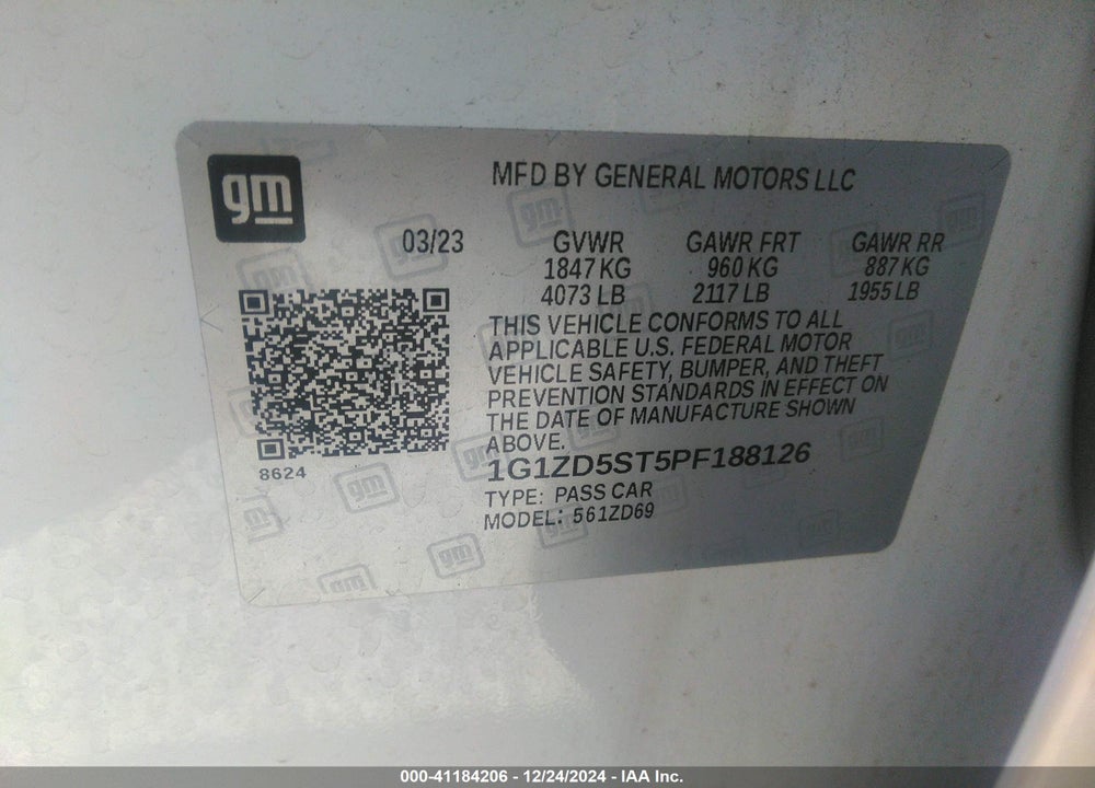 2023 CHEVROLET MALIBU FWD 1LT VIN: 1G1ZD5ST5PF188126