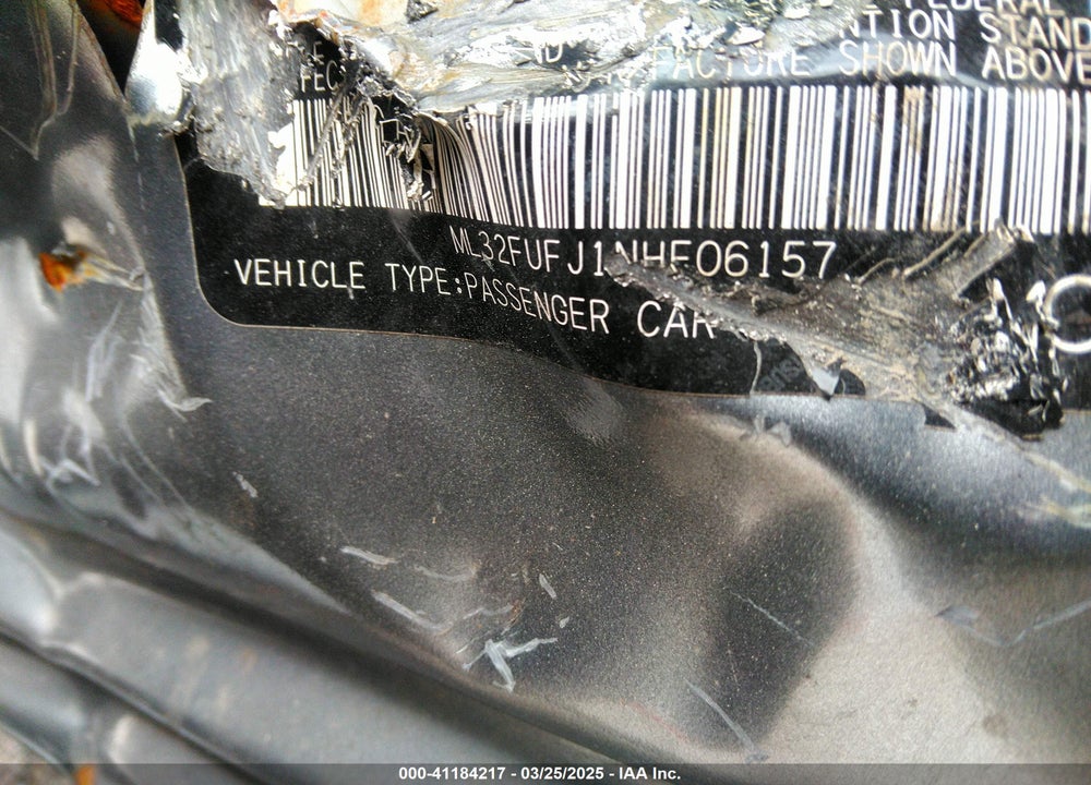 2022 MITSUBISHI MIRAGE G4 VIN: ML32FUFJ1NHF06157