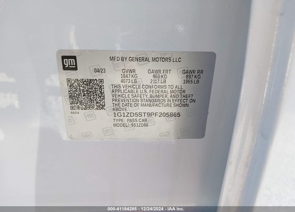 2023 CHEVROLET MALIBU FWD 1LT VIN: 1G1ZD5ST9PF205865