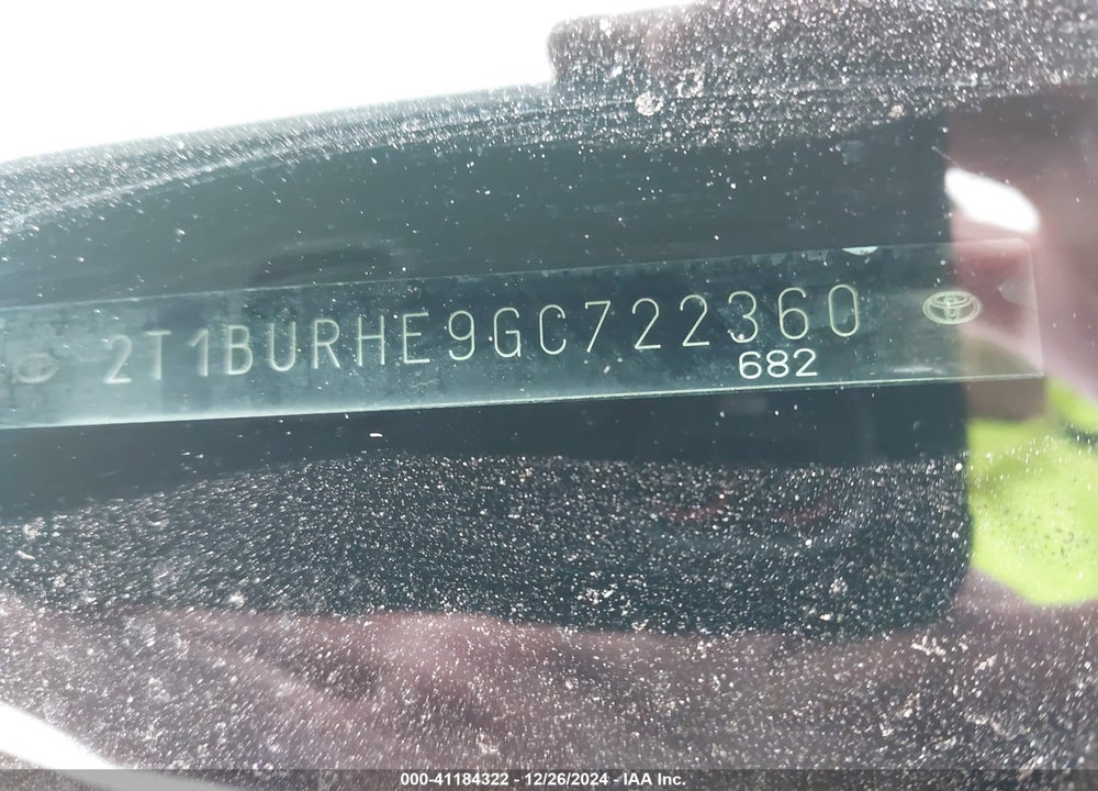 2016 TOYOTA COROLLA VIN: 2T1BURHE9GC722360