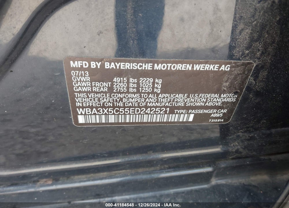 2014 BMW 328I GRAN TURISMO XDRIVE VIN: WBA3X5C55ED242521