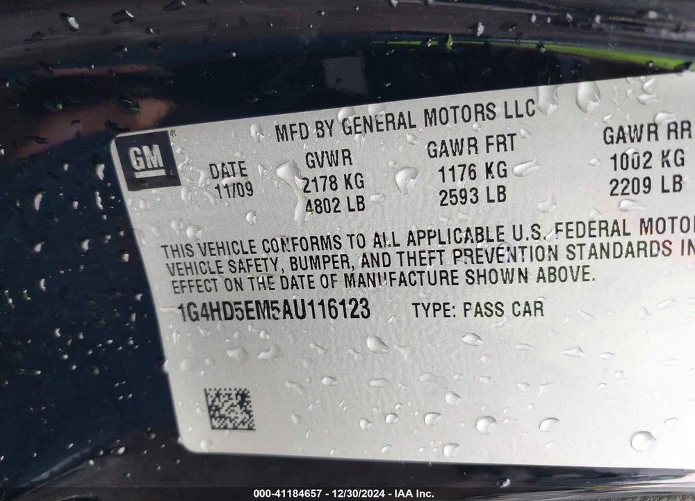 2010 BUICK LUCERNE CXL SPECIAL EDITION VIN: 1G4HD5EM5AU116123