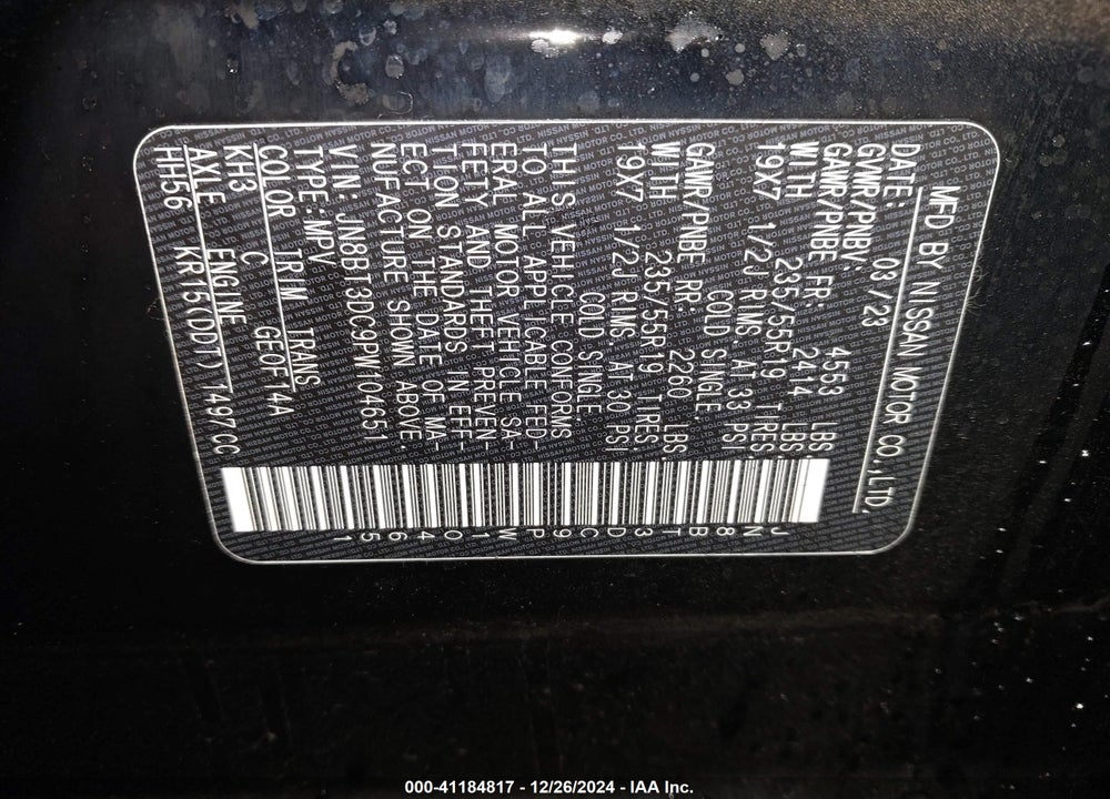 2023 NISSAN ROGUE PLATINUM FWD VIN: JN8BT3DC9PW104651