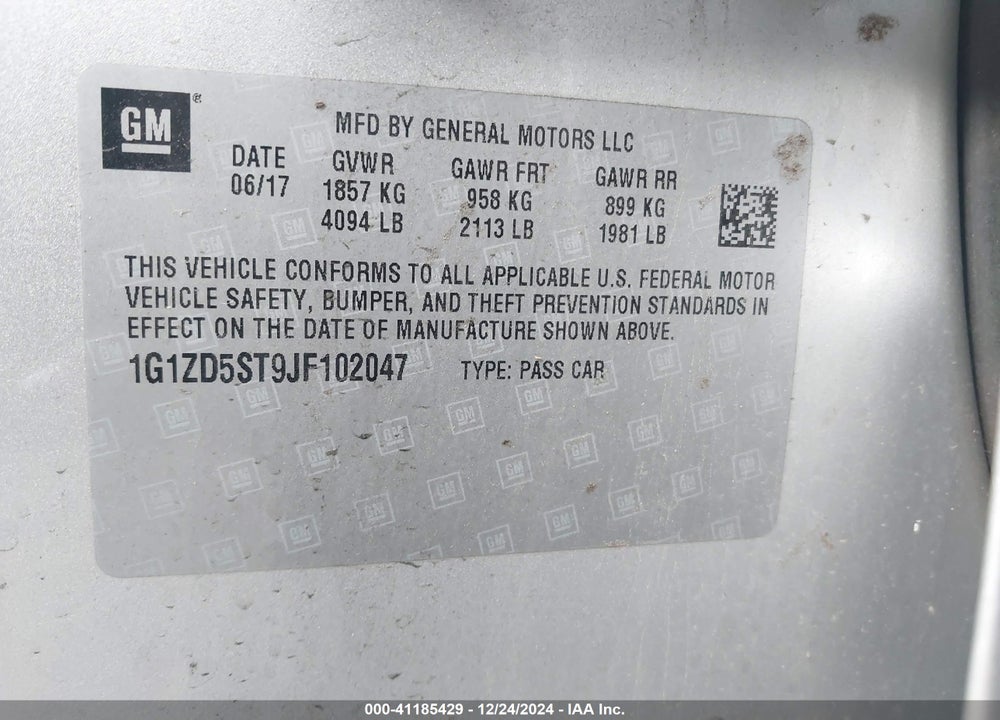 2018 CHEVROLET MALIBU VIN: 1G1ZD5ST9JF102047