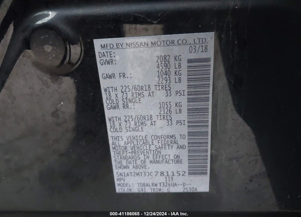 2018 NISSAN ROGUE VIN: 5N1AT2MT3JC781152