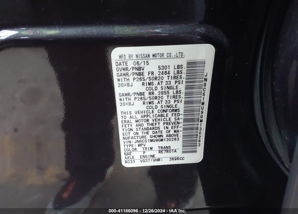 2016 INFINITI QX70 VIN: JN8CS1MU9GM130263