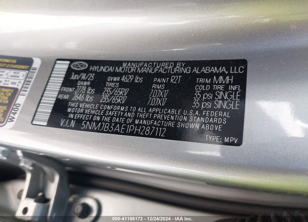 2023 HYUNDAI TUCSON VIN: 5NMJB3AE1PH287112