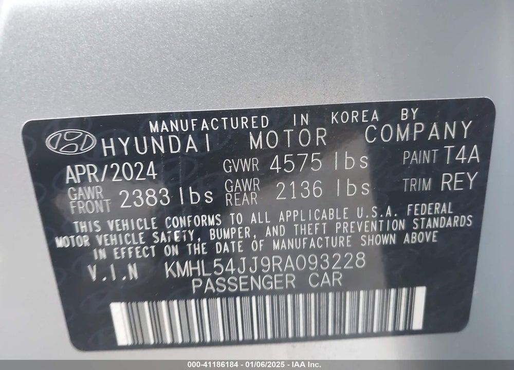 2024 HYUNDAI SONATA HYBRID LIMITED VIN: KMHL54JJ9RA093228