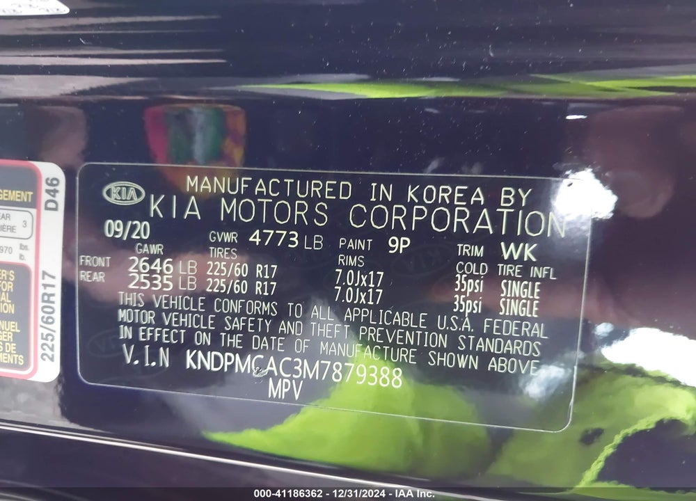 2021 KIA SPORTAGE LX VIN: KNDPMCAC3M7879388