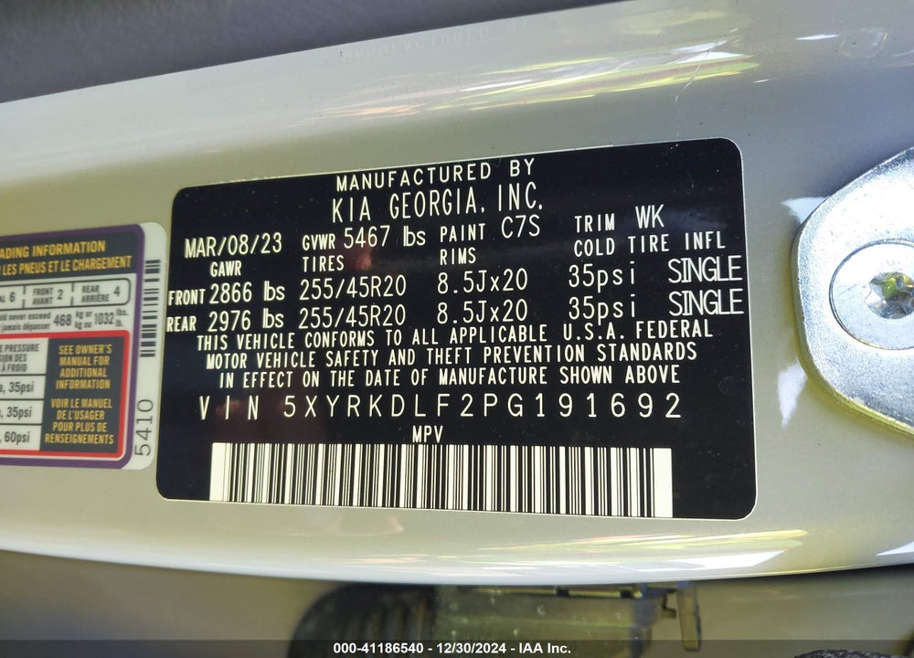 2023 KIA SORENTO SX VIN: 5XYRKDLF2PG191692