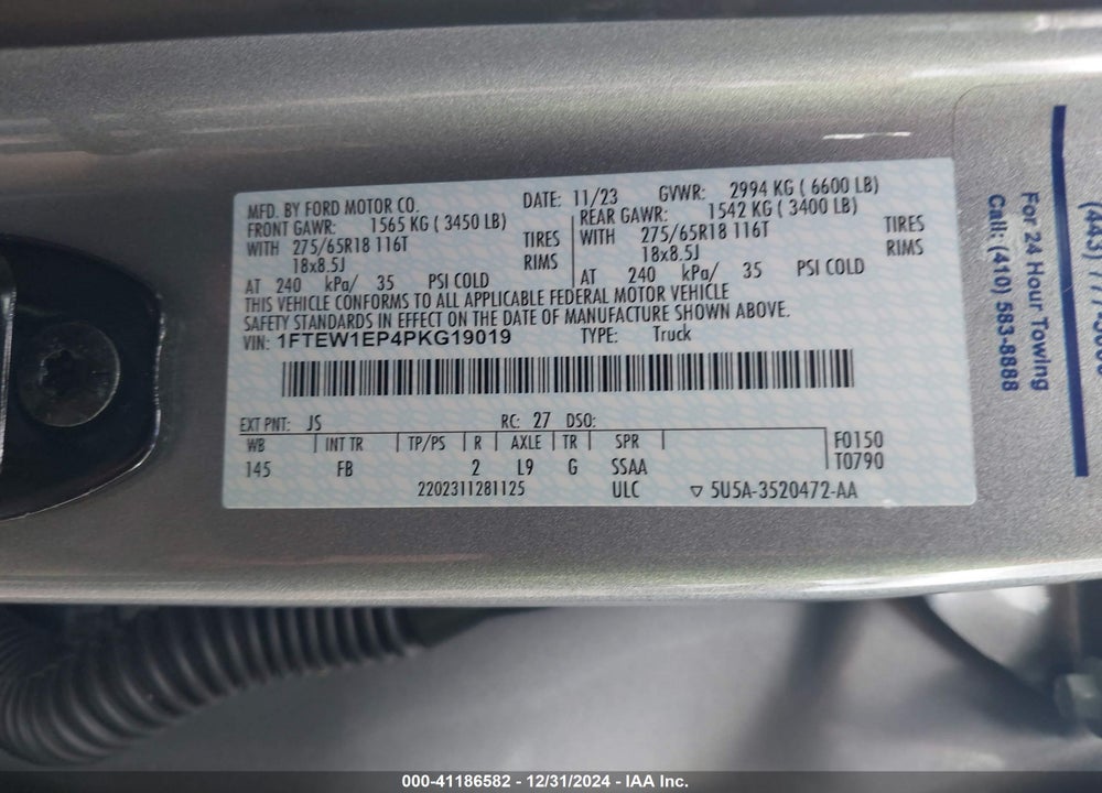 2023 FORD F-150 XLT VIN: 1FTEW1EP4PKG19019