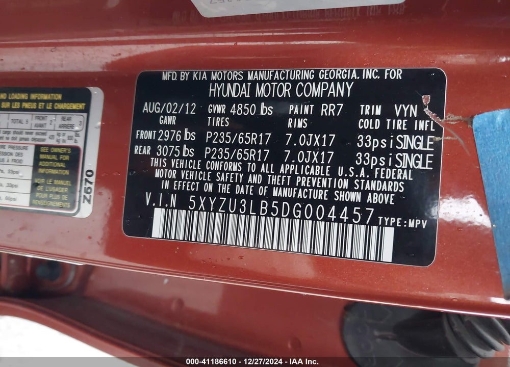 2013 HYUNDAI SANTA FE SPORT VIN: 5XYZU3LB5DG004457