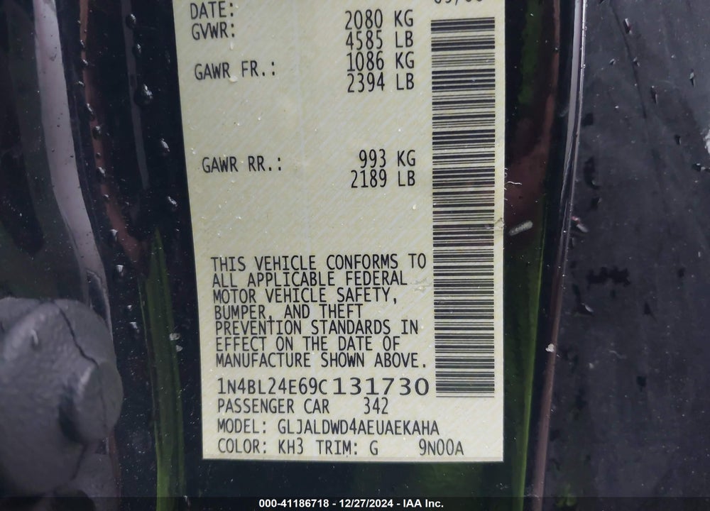 2009 NISSAN ALTIMA 3.5 SE VIN: 1N4BL24E69C131730