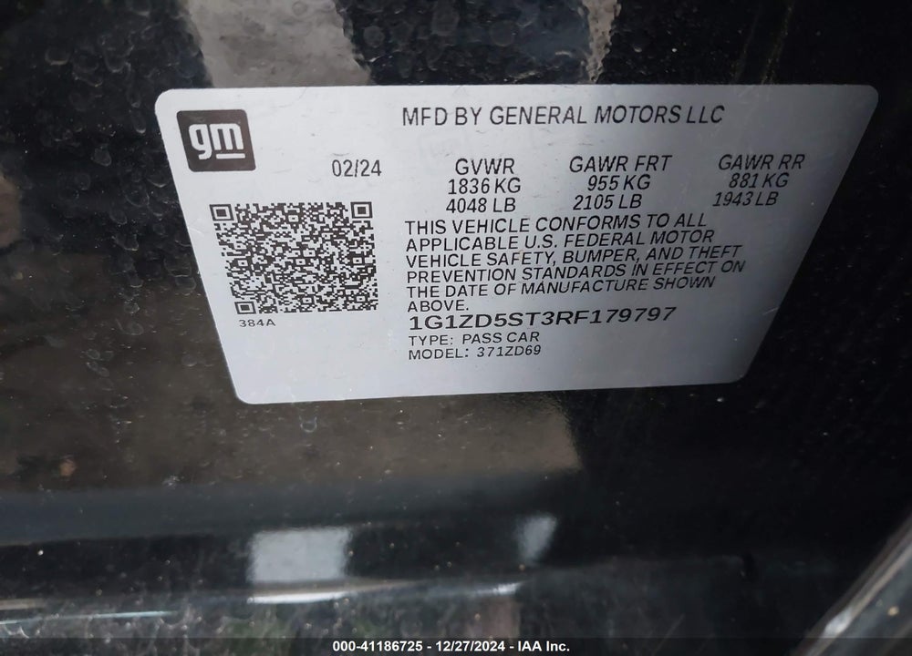 2024 CHEVROLET MALIBU FWD 1LT VIN: 1G1ZD5ST3RF179797