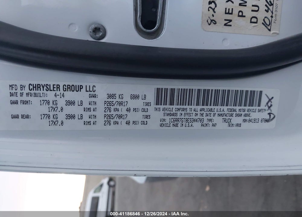 2014 RAM 1500 SLT VIN: 1C6RR7GT8ES344703
