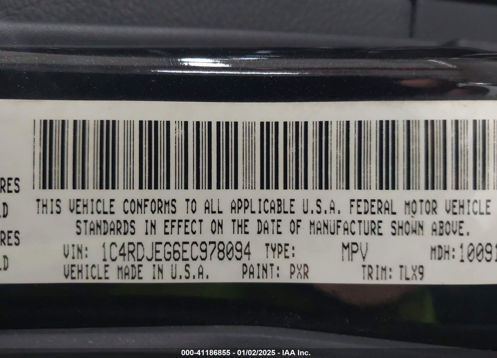 2014 DODGE DURANGO CITADEL VIN: 1C4RDJEG6EC978094