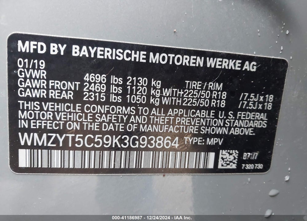 2019 MINI COUNTRYMAN COOPER S VIN: WMZYT5C59K3G93864