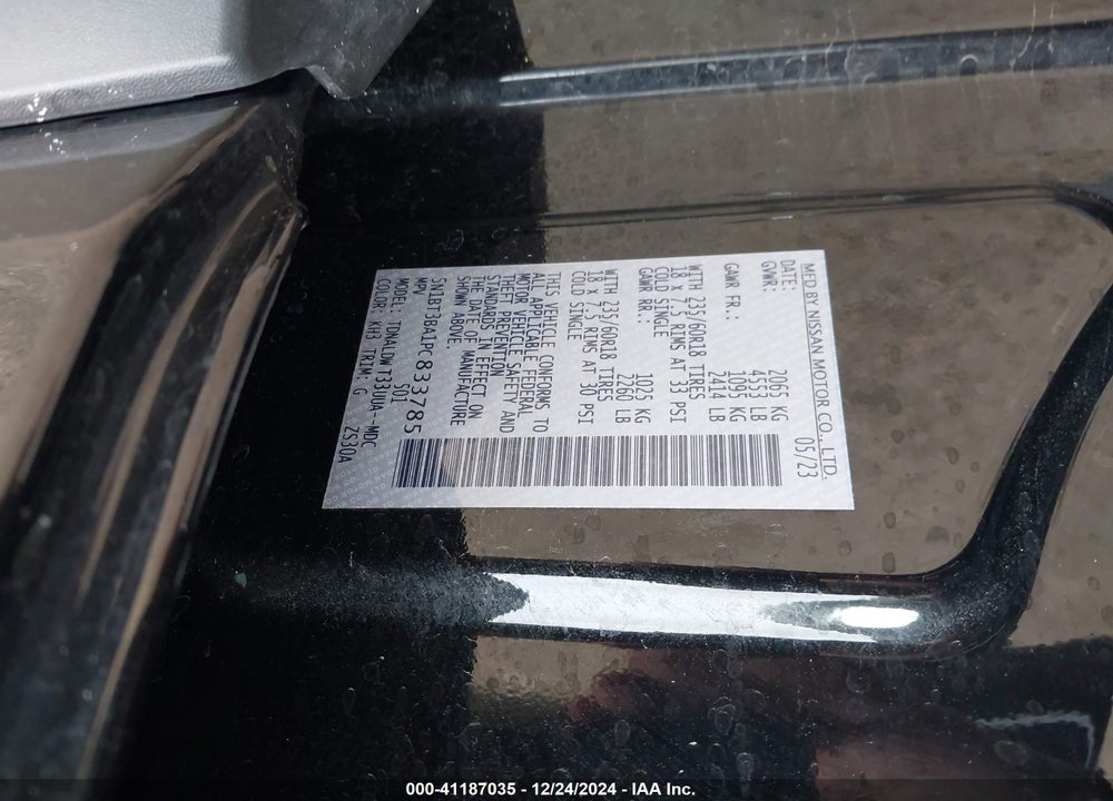 2023 NISSAN ROGUE SV FWD VIN: 5N1BT3BA1PC833785
