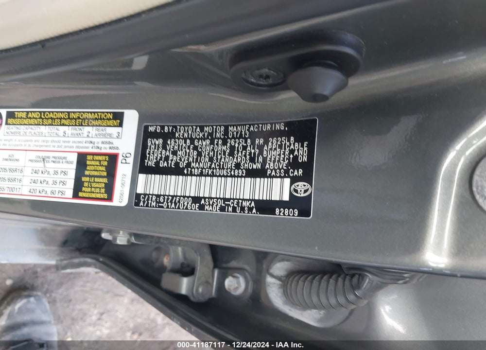 2013 TOYOTA CAMRY LE VIN: 4T1BF1FK1DU654893