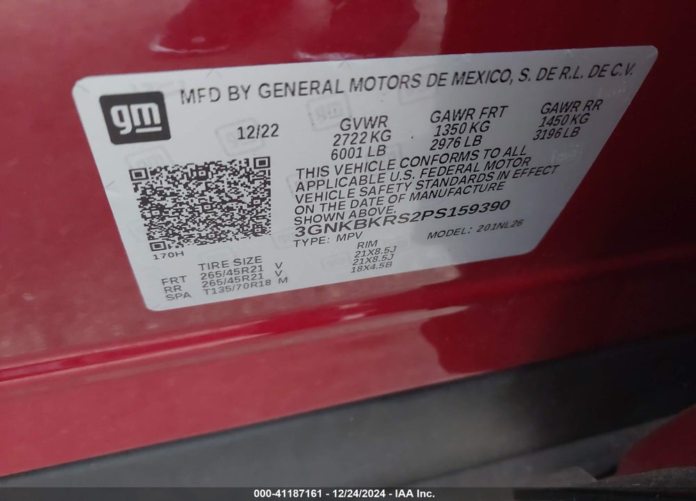 2023 CHEVROLET BLAZER VIN: 3GNKBKRS2PS159390