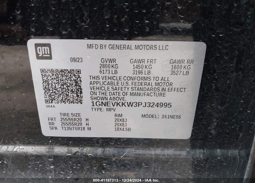 2023 CHEVROLET TRAVERSE VIN: 1GNEVKKW3PJ324995