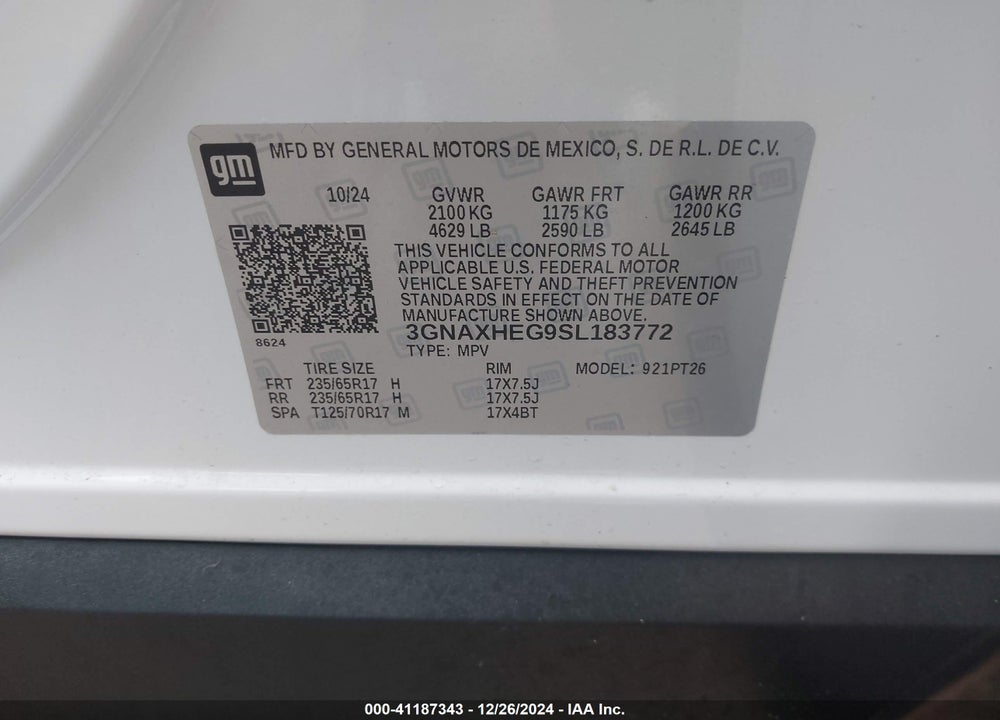 2025 CHEVROLET EQUINOX FWD LT VIN: 3GNAXHEG9SL183772