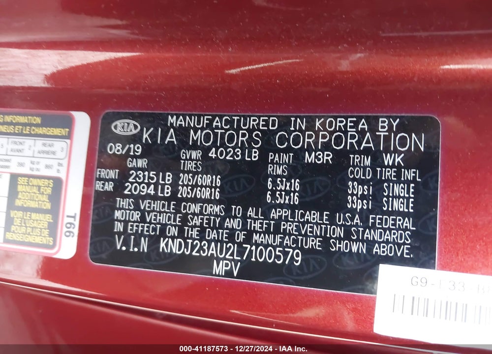 2020 KIA SOUL VIN: KNDJ23AU2L7100579