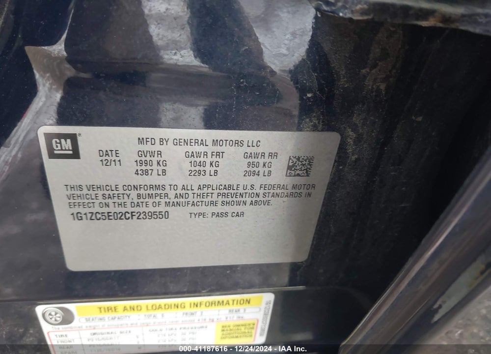 2012 CHEVROLET MALIBU VIN: 1G1ZC5E02CF239550