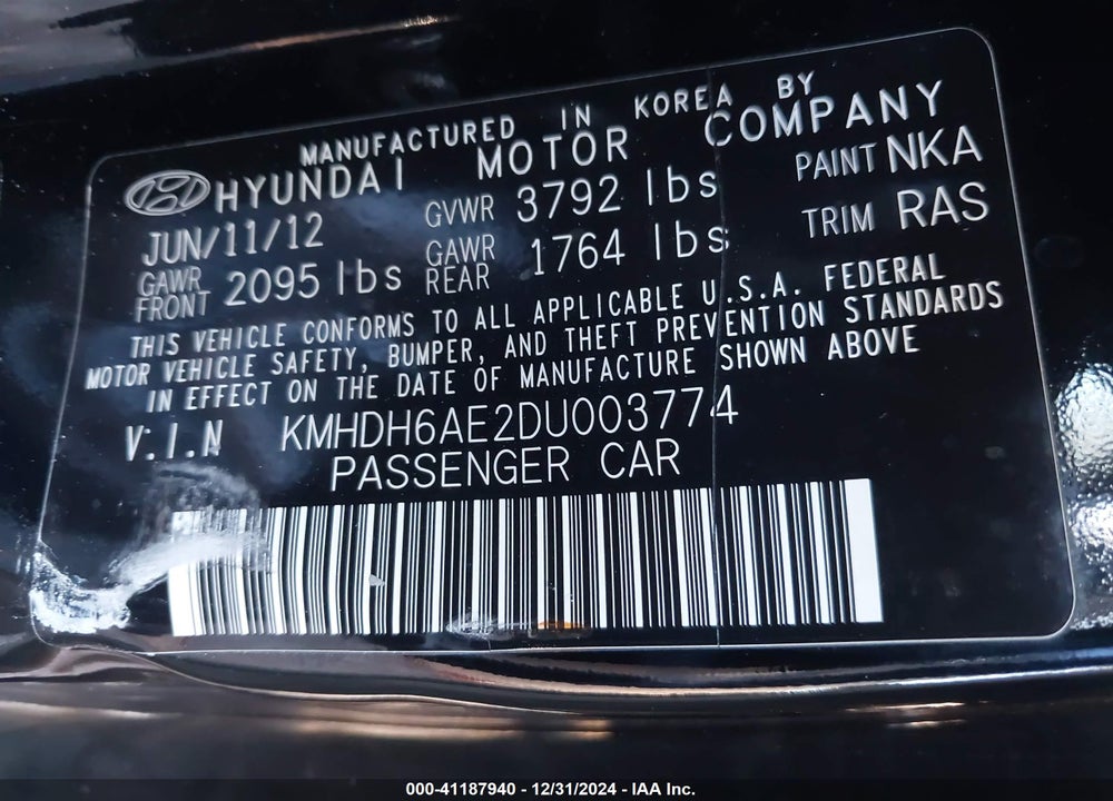 2013 HYUNDAI ELANTRA COUPE VIN: KMHDH6AE2DU003774