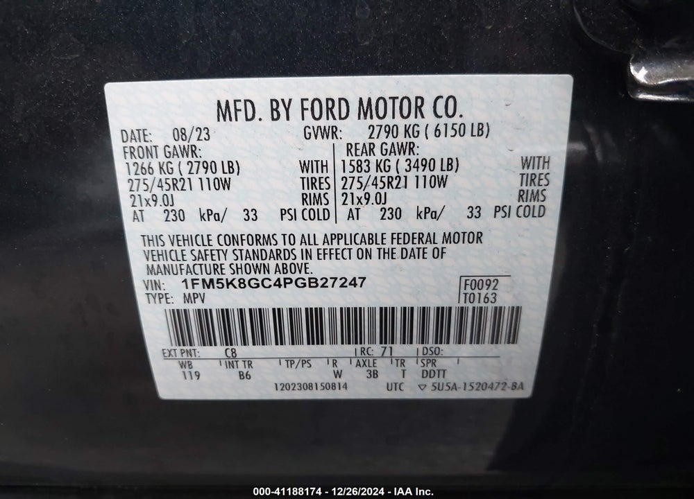 2023 FORD EXPLORER ST VIN: 1FM5K8GC4PGB27247