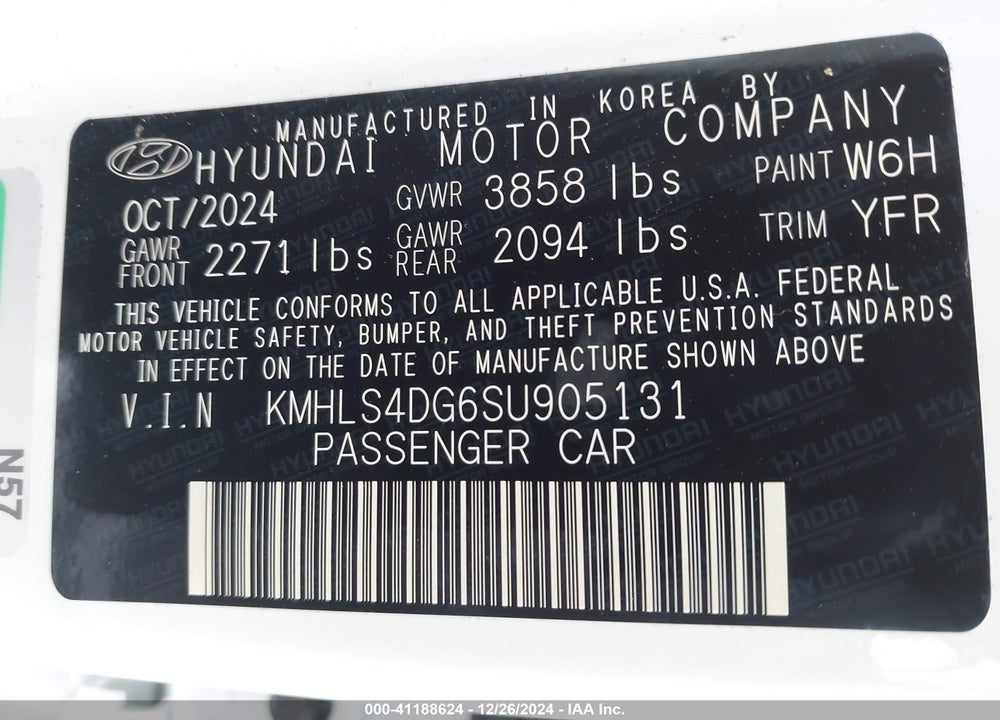 2025 HYUNDAI ELANTRA VIN: KMHLS4DG6SU905131
