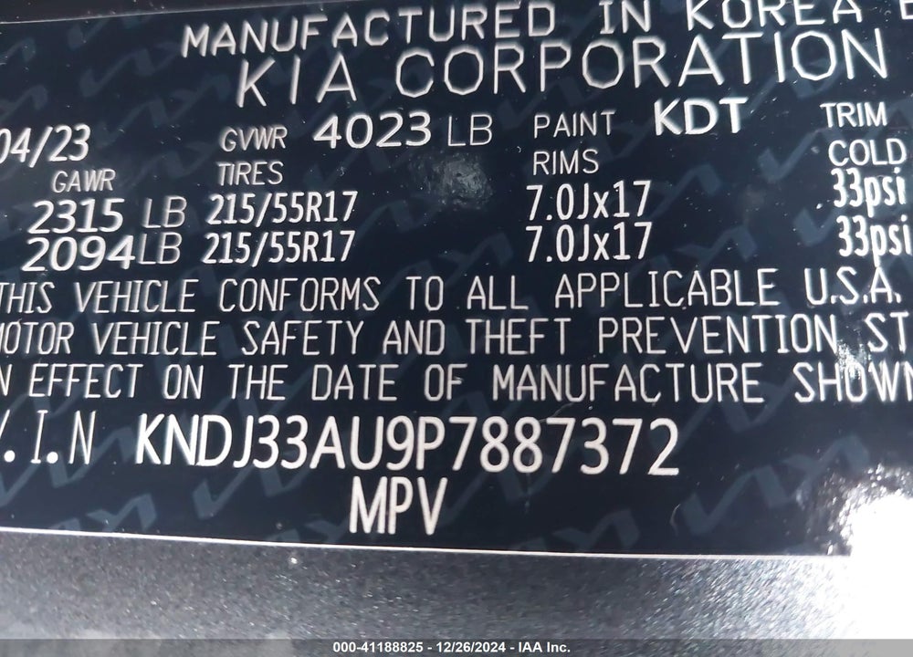 2023 KIA SOUL VIN: KNDJ33AU9P7887372
