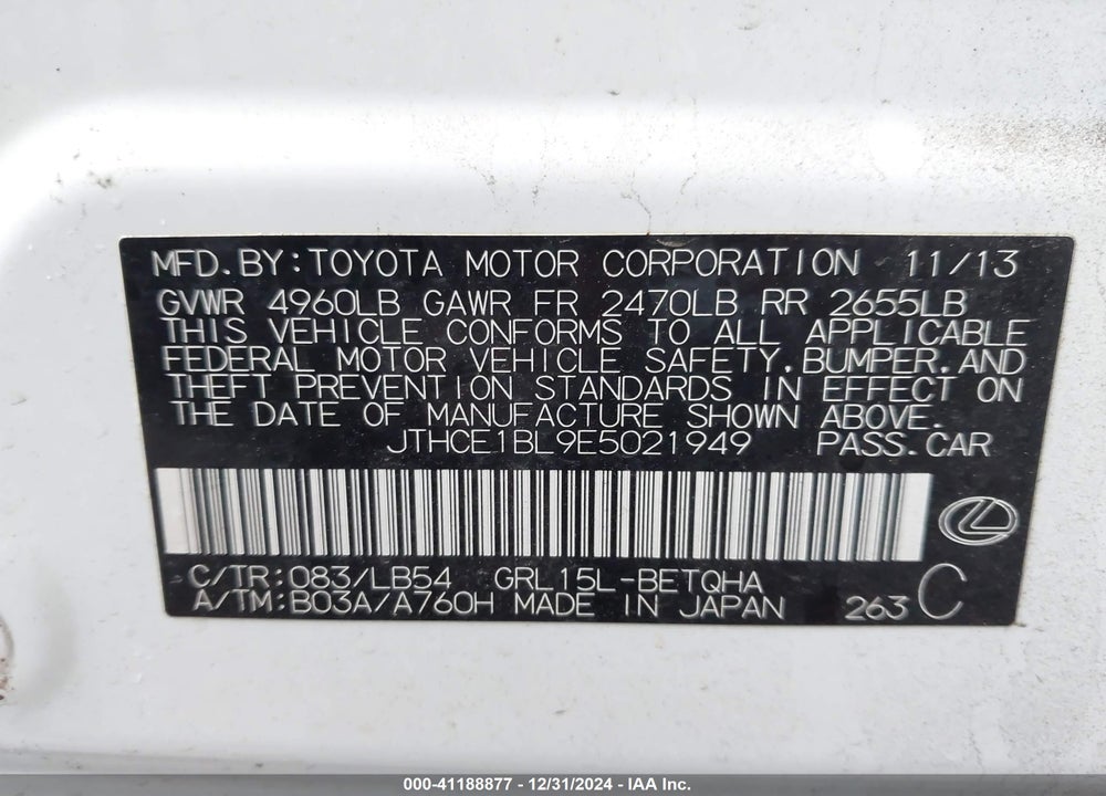 2014 LEXUS GS 350 VIN: JTHCE1BL9E5021949