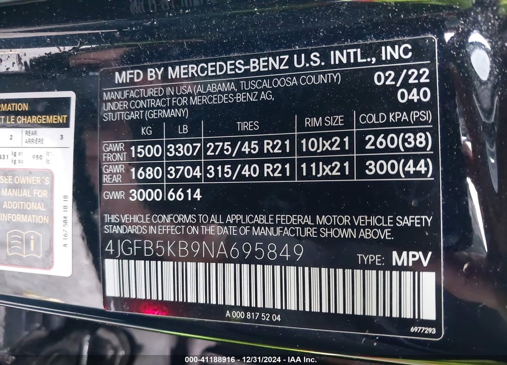 2022 MERCEDES-BENZ GLE 450 4MATIC VIN: 4JGFB5KB9NA695849