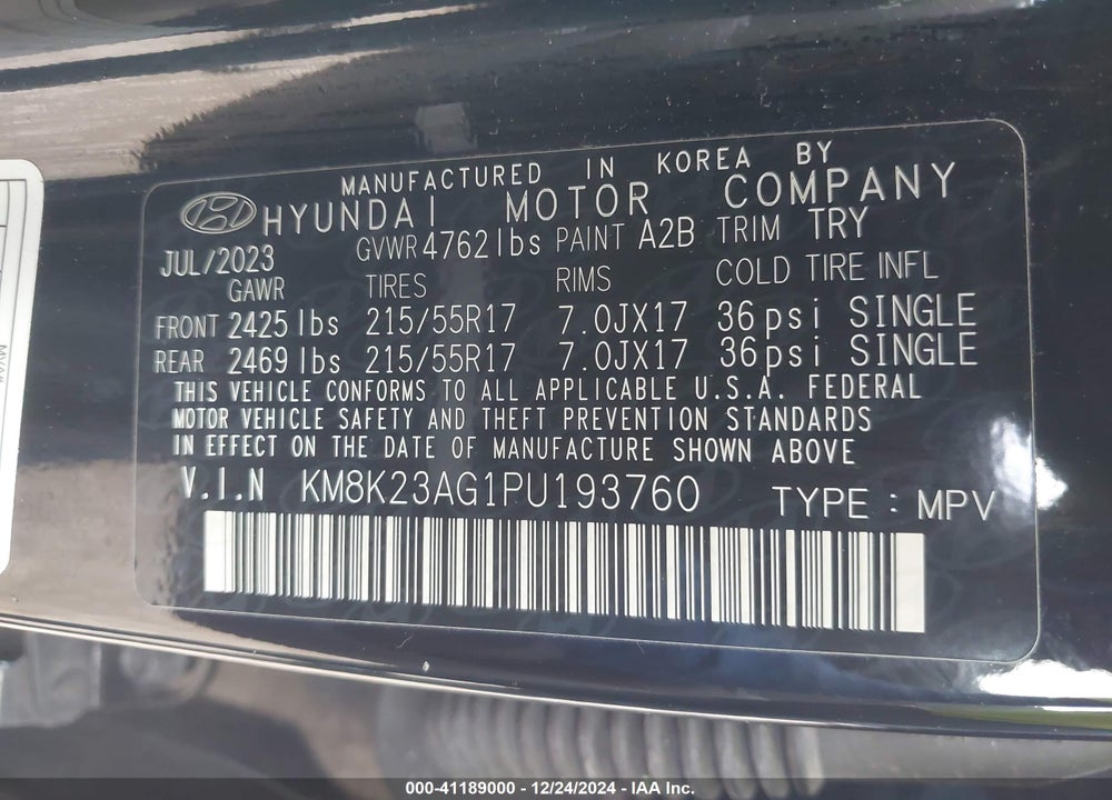 2023 HYUNDAI KONA ELECTRIC SE VIN: KM8K23AG1PU193760