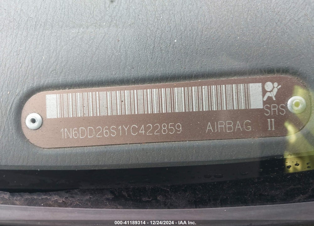2000 NISSAN FRONTIER XE VIN: 1N6DD26S1YC422859