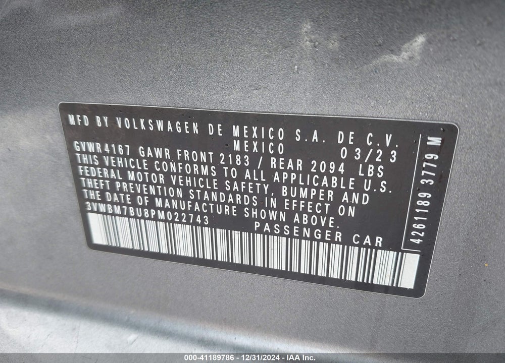 2023 VOLKSWAGEN JETTA 1.5T SPORT VIN: 3VWBM7BU8PM022743