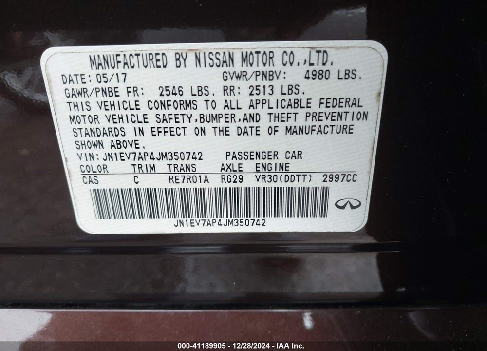 2018 INFINITI Q50 VIN: JN1EV7AP4JM350742