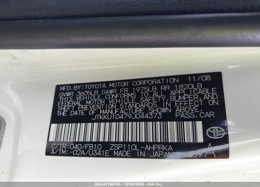 2009 SCION XD VIN: JTKKU10479J044373