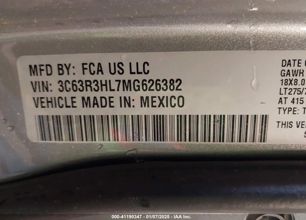 2021 RAM 3500 VIN: 3C63R3HL7MG626382