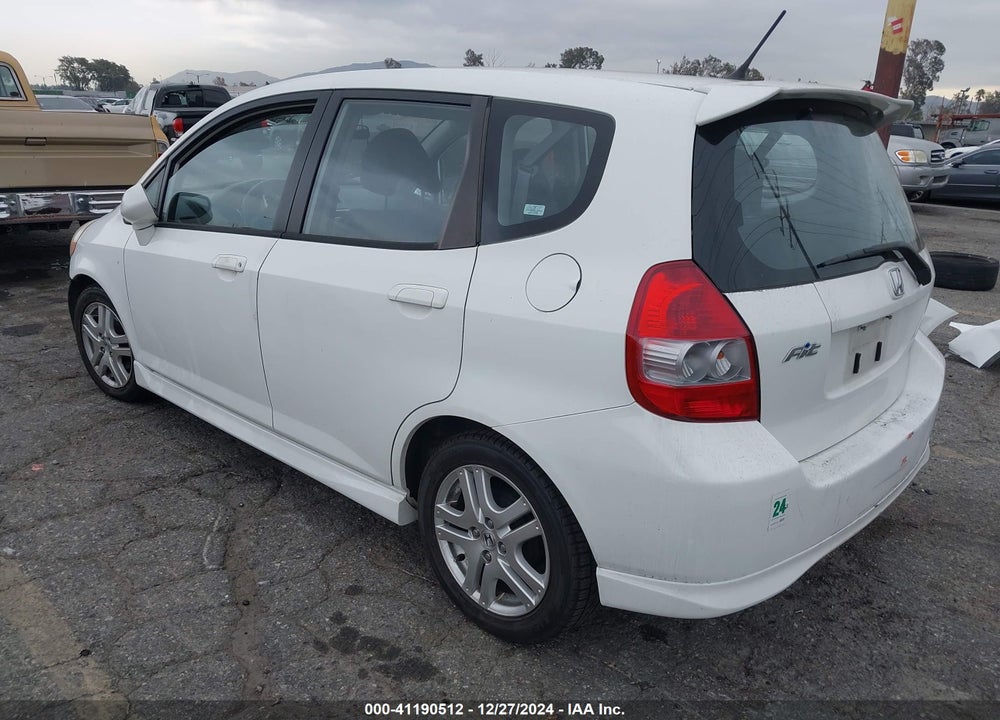 2007 HONDA FIT SPORT VIN: JHMGD38607S049726