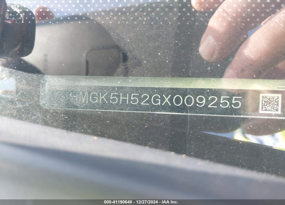 2016 HONDA FIT VIN: JHMGK5H52GX009255