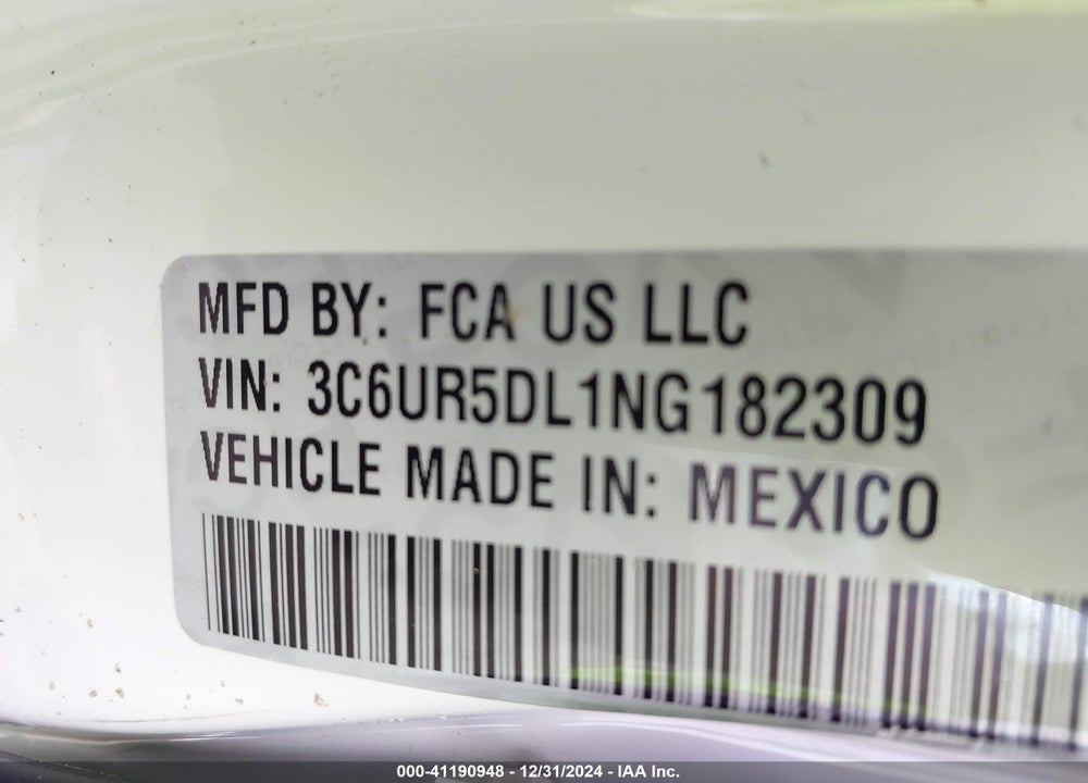 2022 RAM 2500 VIN: 3C6UR5DL1NG182309