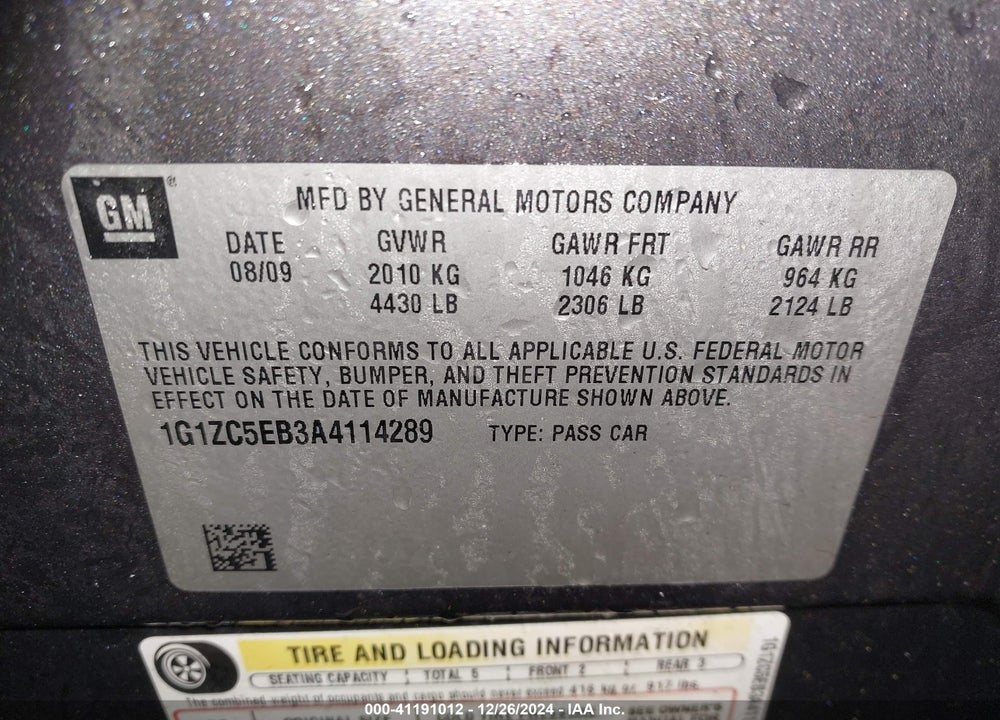 2010 CHEVROLET MALIBU LT VIN: 1G1ZC5EB3A4114289