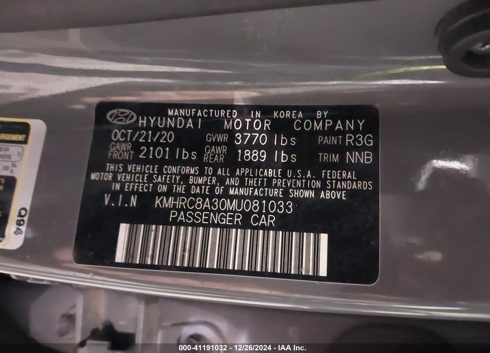 2021 HYUNDAI VENUE SEL VIN: KMHRC8A30MU081033