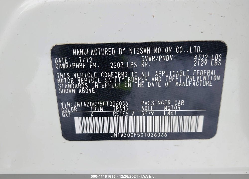 2012 NISSAN LEAF SL VIN: JN1AZ0CP5CT026036