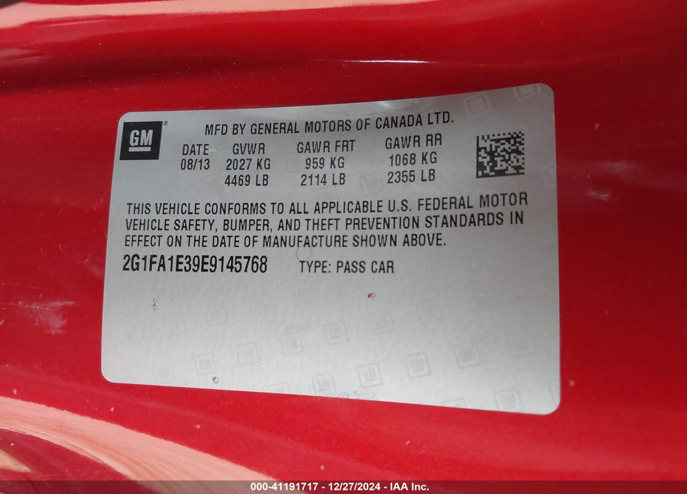 2014 CHEVROLET CAMARO VIN: 2G1FA1E39E9145768